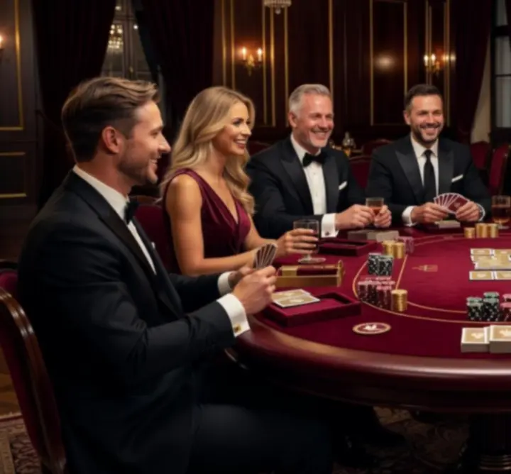 Elegancki stół pokerowy przygotowany na wieczór rozrywkowy