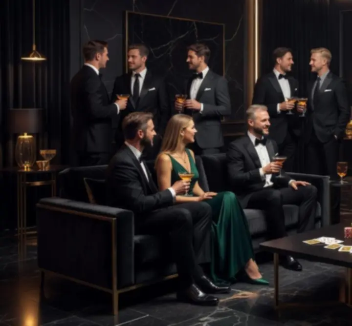 Elegancki salon przygotowany na prywatne wydarzenie w stylu kasynowym