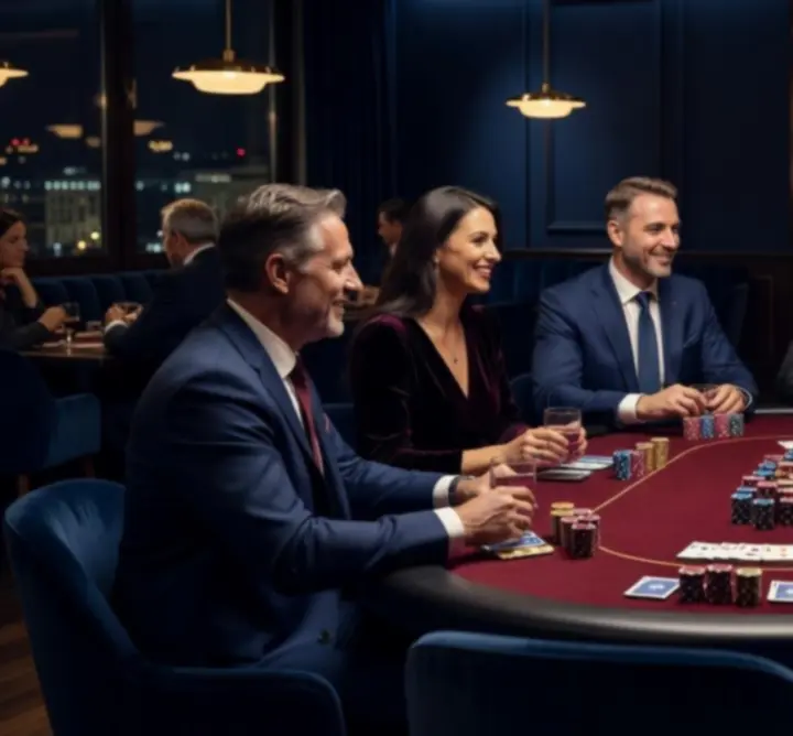Elegancki stół pokerowy podczas wieczoru pokerowego
