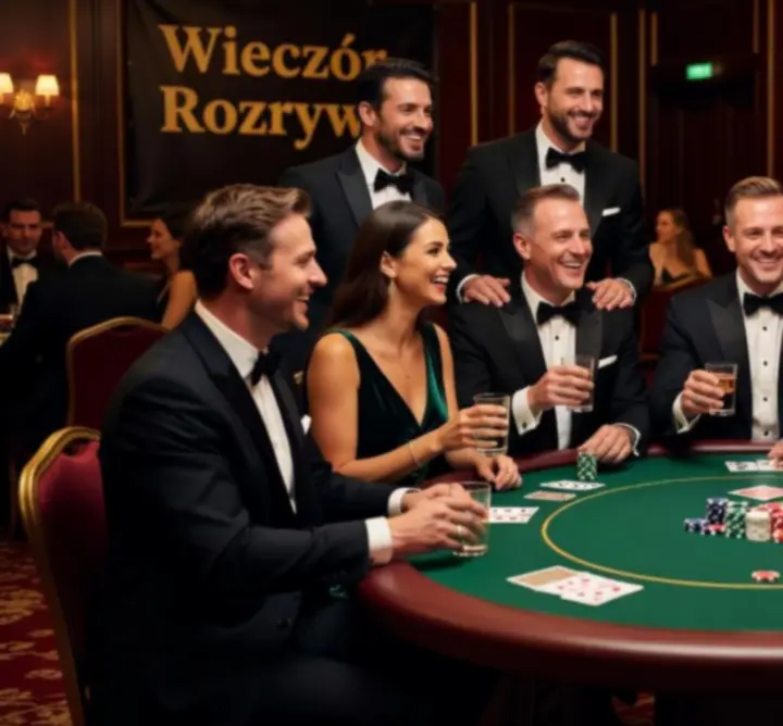 Goście przy stole pokerowym podczas prywatnej imprezy