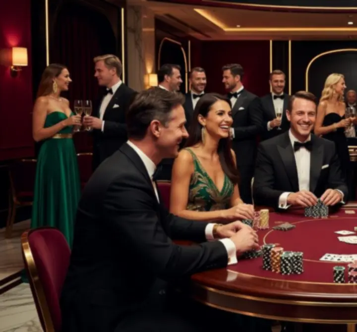 Elegancki wieczór pokerowy z gośćmi przy stołach w Social Motion Venue