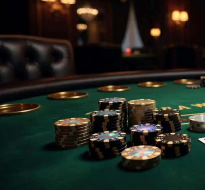 Premium żetony i stół blackjack podczas prywatnej imprezy